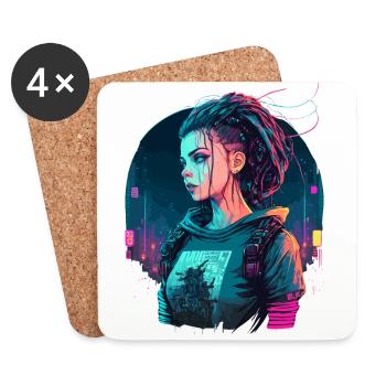 Coole futuristische Dame für epische Figur. - Untersetzer (4er-Set) - Weiß - Vorne