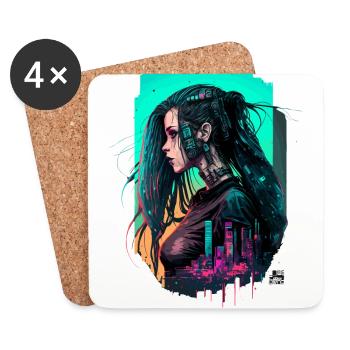 Trendige digitale Illustration einer furchtlosen Frau - Untersetzer (4er-Set) - Weiß - Vorne