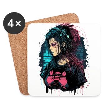 Belle dame punk pour les amateurs de jeux - Dessous de verre (lot de 4) - blanc - Devant