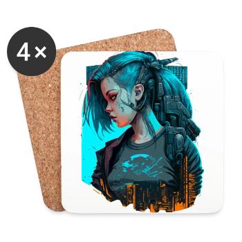 Belle dame futuriste pour les amateurs de jeux - Dessous de verre (lot de 4) - blanc - Devant