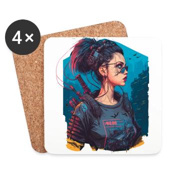Atemberaubendes Design eines schönen futuristischen Mädchens - Untersetzer (4er-Set) - Weiß - Vorne