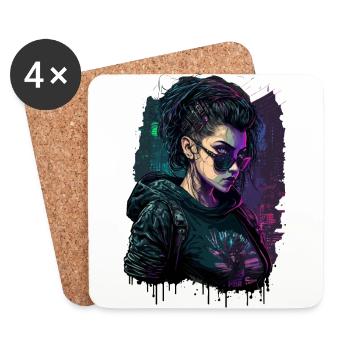 Gamer Woman auf Action Experience Art. in einem Gamer - Untersetzer (4er-Set) - Weiß - Vorne