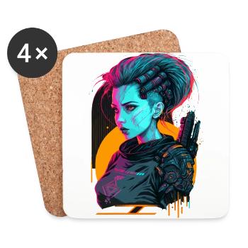 Trendiges Design einer Punk-Frau - Untersetzer (4er-Set) - Weiß - Vorne