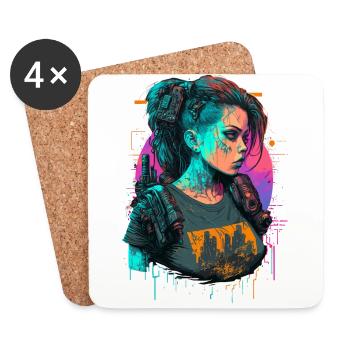 Fearsome Punk Girl das ideale Geschenk für Tech-Nerds - Untersetzer (4er-Set) - Weiß - Vorne