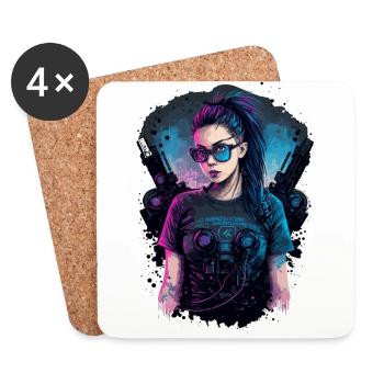 Trendy Design of a Futuristic Women - Coasters (set of 4) - white - Front