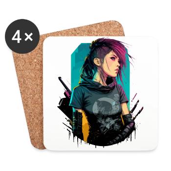 Dessin étonnant d’une cyber-femme - Dessous de verre (lot de 4) - blanc - Devant