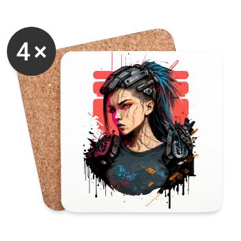 Wonderful Design of a Cyber Women - Coasters (set of 4) - white - Front