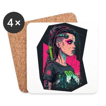 Futuristic Girl das ideale Geschenk für Tech-Nerds - Untersetzer (4er-Set) - Weiß - Vorne