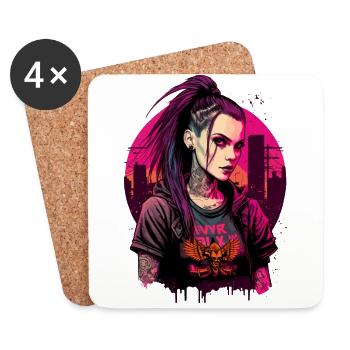 Erstaunliche digitale Illustration einer Punk-Dame - Untersetzer (4er-Set) - Weiß - Vorne