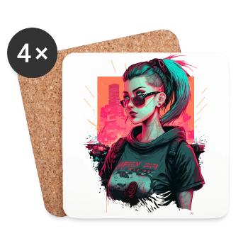 Fearsome Futuristic Women the simple Christmas - Coasters (set of 4) - white - Front
