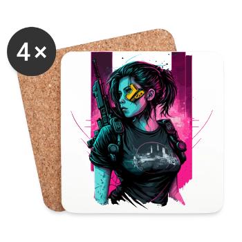Stunning Digital Illustration of a Punk Girl - Coasters (set of 4) - white - Front