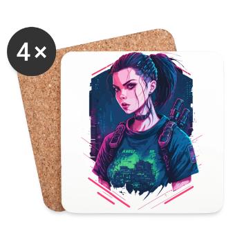 Beautiful Cyber Women the fabulous present for - Coasters (set of 4) - white - Front