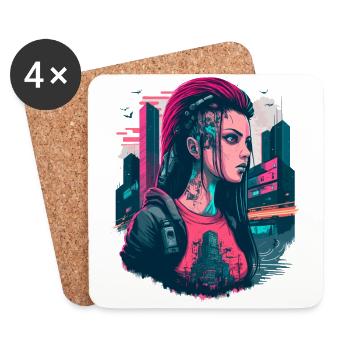Wunderbare Illustration einer futuristischen Frau - Untersetzer (4er-Set) - Weiß - Vorne