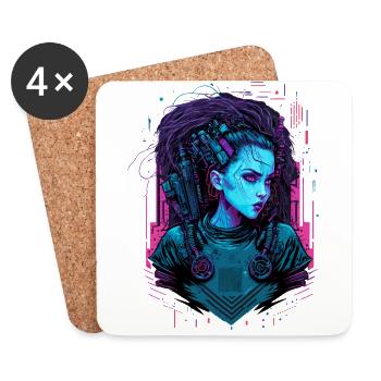 Cooles Artwork einer Science Fiction Lady - Untersetzer (4er-Set) - Weiß - Vorne