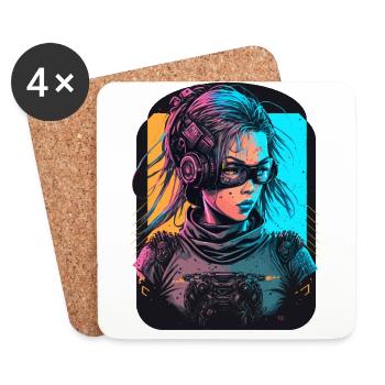Breathtaking Design of a Cyber Girl - Coasters (set of 4) - white - Front