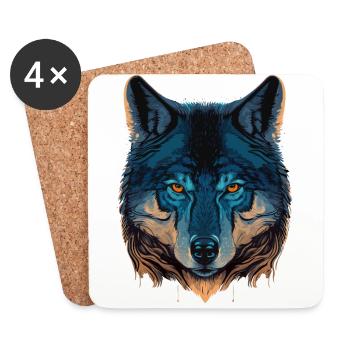 Wolf Head Illustration as the Fabulous Present - Coasters (set of 4) - white - Front