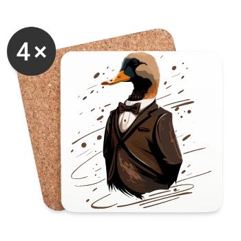 Drôle de canard en costume - Dessous de verre (lot de 4) - blanc - Devant