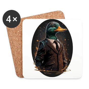 Peinture numérique tendance d’un canard en costume - Dessous de verre (lot de 4) - blanc - Devant