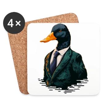 Coole Ente in formeller Kleidung - Untersetzer (4er-Set) - Weiß - Vorne