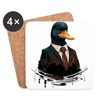Niedliche Zeichnung einer Ente formelle Kleidung - Untersetzer (4er-Set) - Weiß - Vorne
