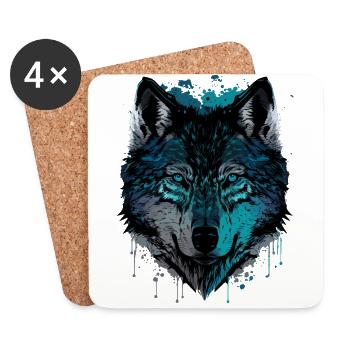 Un dessin de loup comme fabuleux cadeau de Noël - Dessous de verre (lot de 4) - blanc - Devant