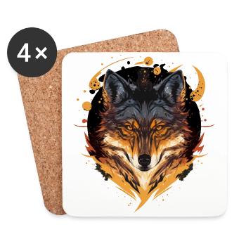 Ein Wolf Digital Painting als ausgezeichnetes Geschenk - Untersetzer (4er-Set) - Weiß - Vorne