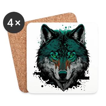 A Wolf Head Design for every Wolf Lovers - Coasters (set of 4) - white - Front