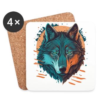 Erstaunliches Design eines Wolfes - Untersetzer (4er-Set) - Weiß - Vorne