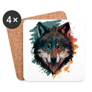 Erstaunliches Design eines Wolfes - Untersetzer (4er-Set) - Weiß - Vorne