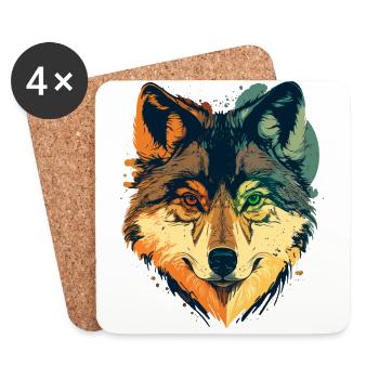 A Wolf Artwork as the Perfect Birthday Present - Coasters (set of 4) - white - Front