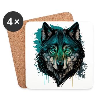 A Wolf Head Artwork for every Forest Fans - Coasters (set of 4) - white - Front