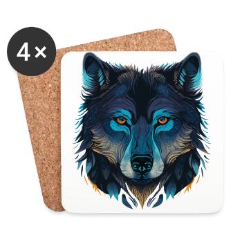 Une œuvre d’art de loup pour tous les passionnés d’animaux - Dessous de verre (lot de 4) - blanc - Devant