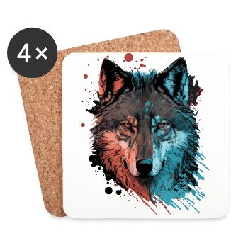 Ein Wolfskopf Digitale Illustration als der Große - Untersetzer (4er-Set) - Weiß - Vorne