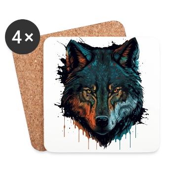 Ein Wolfskopf-Design für jeden Waldtierliebhaber - Untersetzer (4er-Set) - Weiß - Vorne