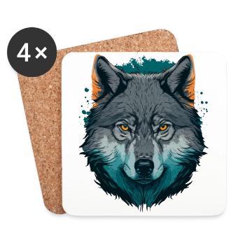 Breathtaking Digital Painting of a Wolf - Coasters (set of 4) - white - Front