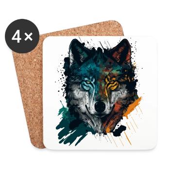 A Wolf Head Artwork as the Fabulous Christmas Gift - Coasters (set of 4) - white - Front