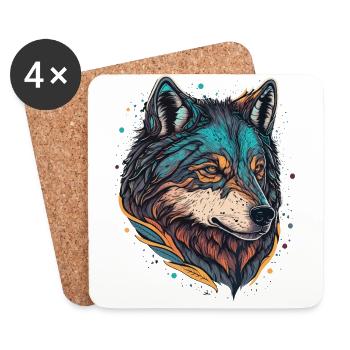 Eine Wolf Digital Illustration für jeden Wald - Untersetzer (4er-Set) - Weiß - Vorne