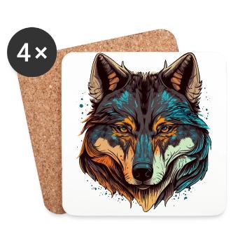Une œuvre d’art de loup pour tous les amoureux des animaux - Dessous de verre (lot de 4) - blanc - Devant