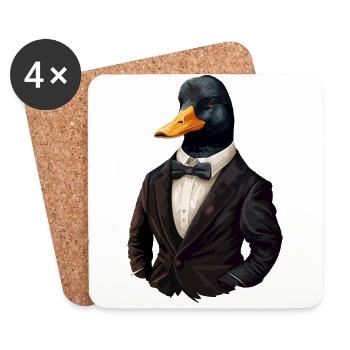 Duck with bow tie - Coasters (set of 4) - white - Front