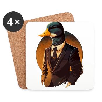 Canard en costume trois pièces - Dessous de verre (lot de 4) - blanc - Devant