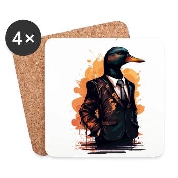 Costume portant canard - Dessous de verre (lot de 4) - blanc - Devant