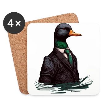 Canard en costume de plumes - Dessous de verre (lot de 4) - blanc - Devant