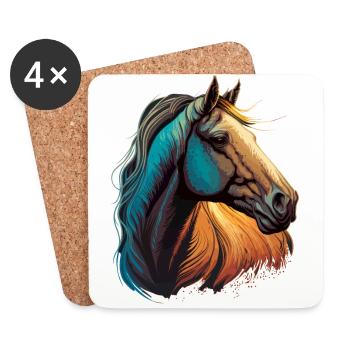Tête de cheval - Dessous de verre (lot de 4) - blanc - Devant