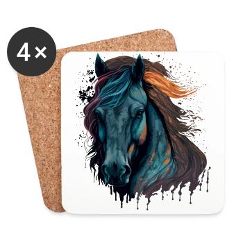 Ponygesicht - Untersetzer (4er-Set) - Weiß - Vorne