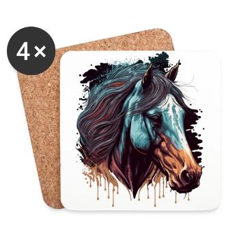 Œuvre d’art de cheval - Dessous de verre (lot de 4) - blanc - Devant