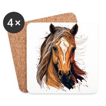 Horse Illustration - Coasters (set of 4) - white - Front