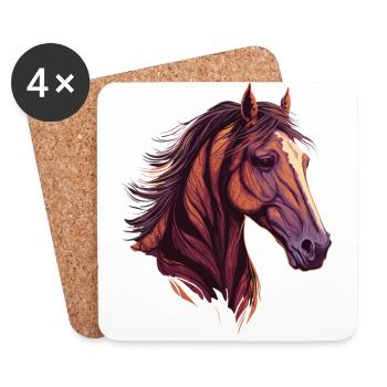 Beautiful Head of Horse - Coasters (set of 4) - white - Front