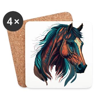 Cheval de course - Dessous de verre (lot de 4) - blanc - Devant