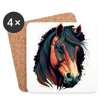 Trendy Horse Digital Painting - Coasters (set of 4) - white - Front