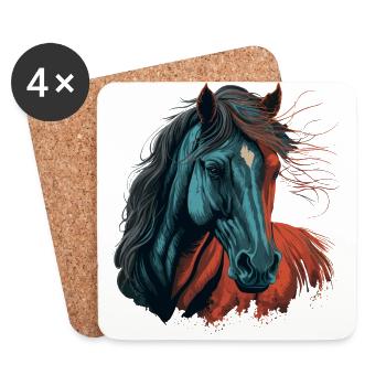 Horse Illustration - Coasters (set of 4) - white - Front